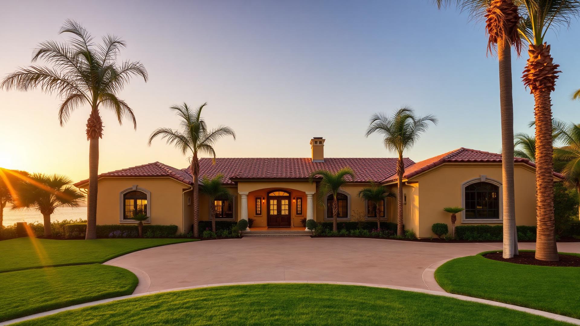 A luxury Orange County home at sunset